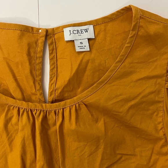 J. Crew Mustard and Pink Eyelet Embroidered Flutter Sleeve Top Size Small - Picture 2 of 13